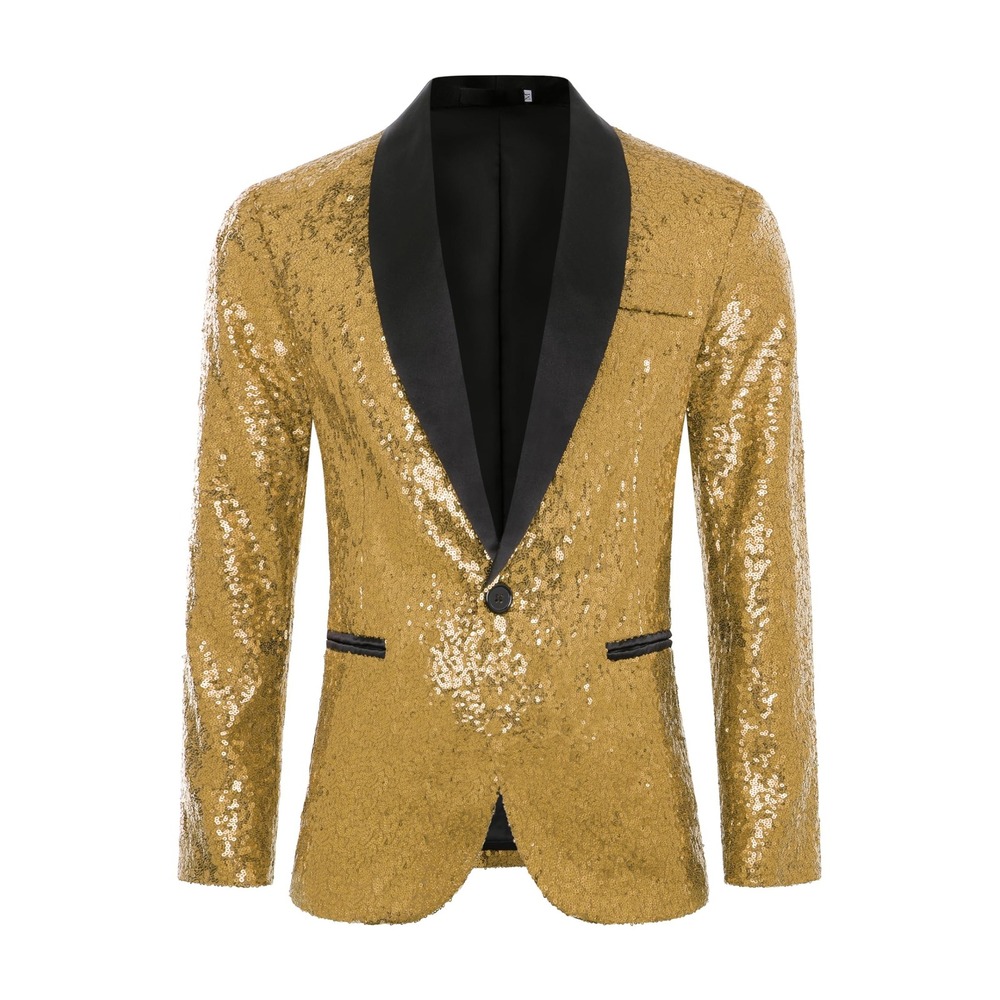 NWT Coucoland Gold Sequin Disco Blazer Jacket 70s Party Tuxedo Costume Men M